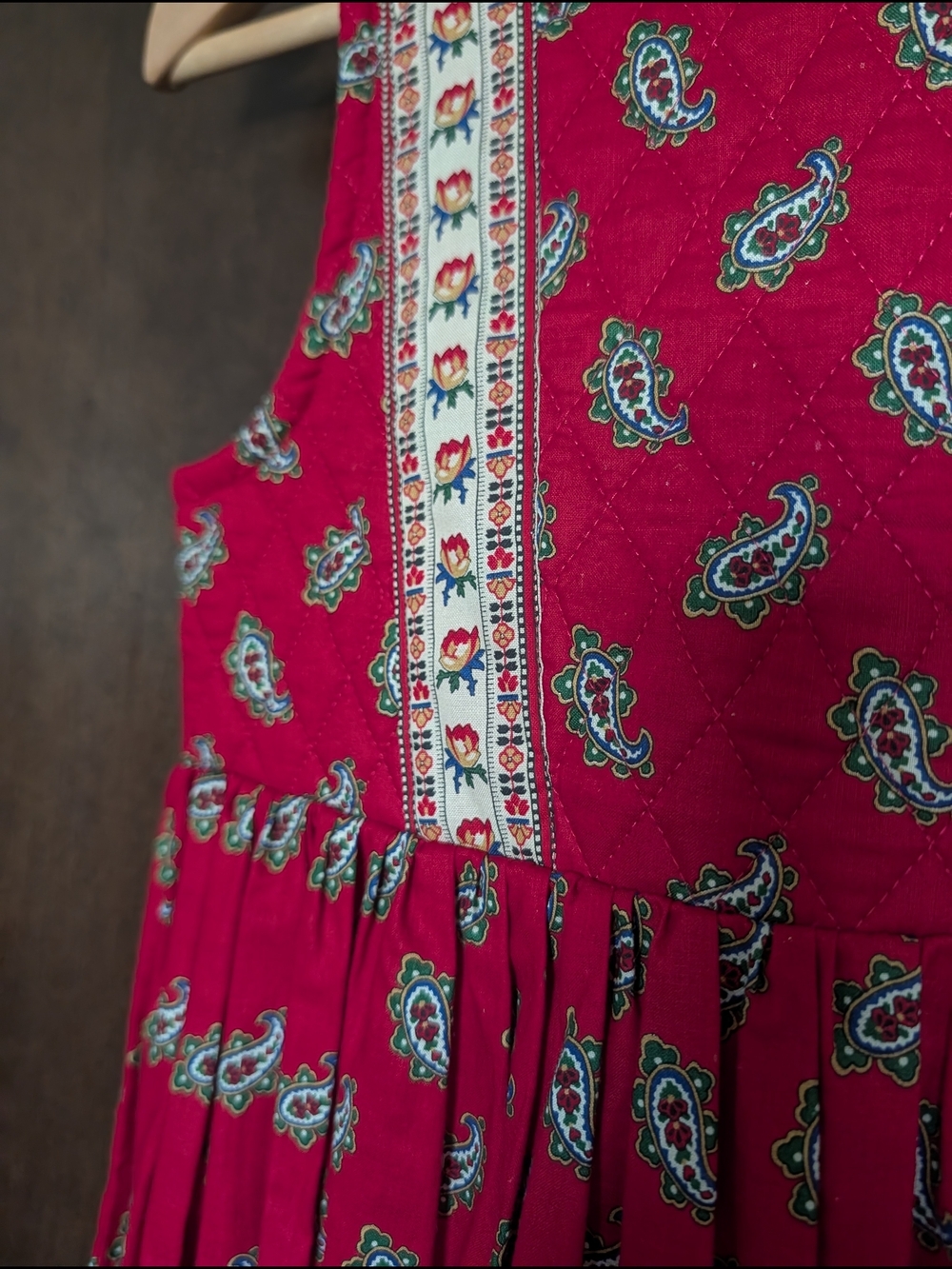 1991 Vera Bradley "Apple Red" Quilted Dress - Rare 90s Indiana Label - Picture 3 of 6